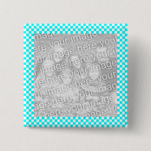 チェッカーボードのフォトフレームボタン 缶バッジ (正面)