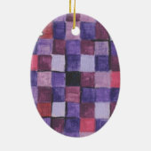 チェッカーボードの紫色のデイジーのスプレー セラミックオーナメント (裏面)