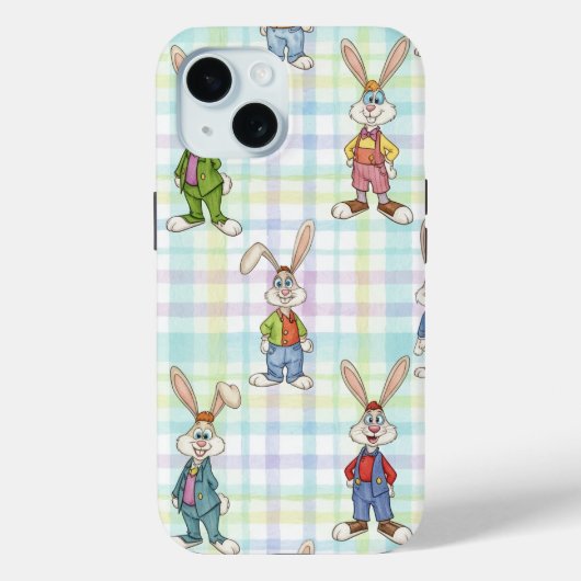 チェッカーボードの背景のウサギ by Natasha Us Case-Mate iPhoneケース (裏面)