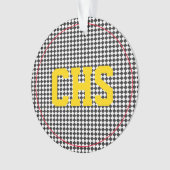 チェッカーボードイニシャルスクールカラーズスポーツチーム オーナメント (正面)