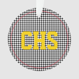 チェッカーボードイニシャルスクールカラーズスポーツチーム オーナメント