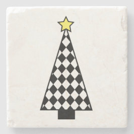 チェッカーボードクリスマスツリーストーンコースター ストーンコースター