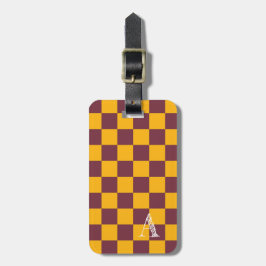 チェッカーボードスポーツチームカラーズスクールイニシャルおもしろい ラゲッジタグ