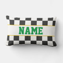 チェッカーボードスポーツファン名チームスクールカラー ランバークッション