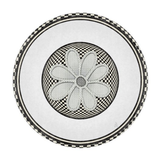 チェッカーボードデイジーシャルキュテリーボード カッティングボード (正面)