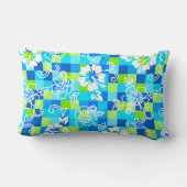 チェッカーボードハイビスカスハワイアンフローラアロハ ランバークッション (裏面)