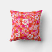 チェッカーボードハイビスカスハワイアンフローラ クッション (裏面)