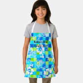 チェッカーボードハワイアンフローラターコイズ エプロン (インサイチュ)