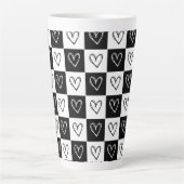 チェッカーボードハート カフェラテマグ (正面)