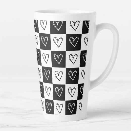 チェッカーボードハート カフェラテマグ (右)