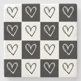 チェッカーボードハート ストーンコースター