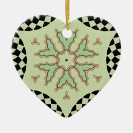 チェッカーボードハート セラミックオーナメント