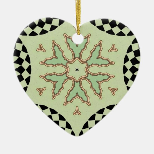 チェッカーボードハート セラミックオーナメント (正面)