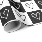 チェッカーボードハート ラッピングペーパー (ロールコーナー)