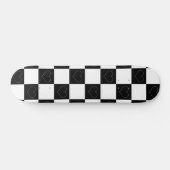チェッカーボードハート(白黒) スケートボード (横)