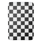 チェッカーボードハート(白黒) バスマット (正面縦)