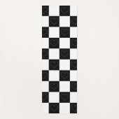 チェッカーボードハート（白黒） ヨガマット (正面)