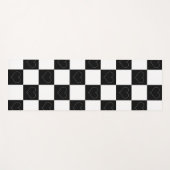 チェッカーボードハート（白黒） ヨガマット (正面(横))