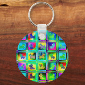 チェッカーボードパターンのテリアのシルエット キーホルダー (正面)