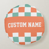 チェッカーボードパターン円枕 ラウンドクッション (裏面)