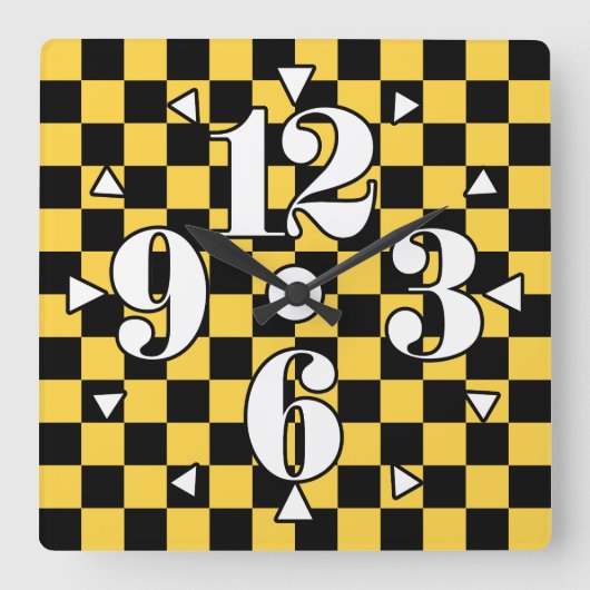チェッカーボードパターン。 スクエア壁時計 (正面)