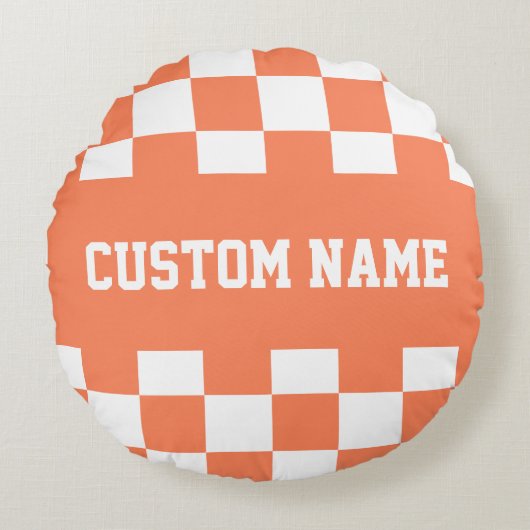 チェッカーボードパターン ラウンドクッション (正面)