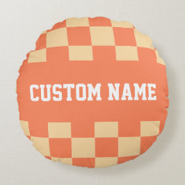 チェッカーボードパターン ラウンドクッション