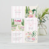 チェッカーボードピンクシャトー誕生日パーティー 招待状 (スタンド正面)