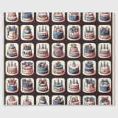 チェッカーボードプリントとお誕生日ケーキ ラッピングペーパー (フラット)