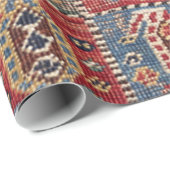 チェッカーボードペルシャのファールブラウンレッドグリーン ラッピングペーパー (ロールコーナー)