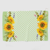 チェッカーボード上のひまわり ゴルフタオル (横)