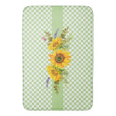 チェッカーボード上のひまわり バスマット (正面縦)
