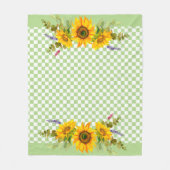 チェッカーボード上のひまわり フリースブランケット (正面)