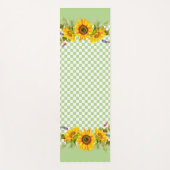 チェッカーボード上のひまわり ヨガマット (正面)