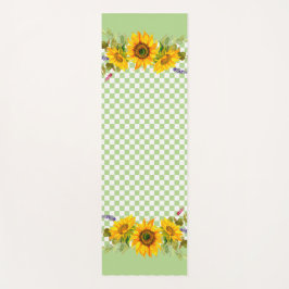 チェッカーボード上のひまわり ヨガマット