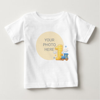 チェッカーボード柄のオーダーメイド 写真入り 誕生日 ベビー服 ベビーTシャツ