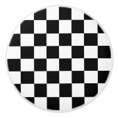 チェッカーボード模様（白黒） セラミックノブ (正面)
