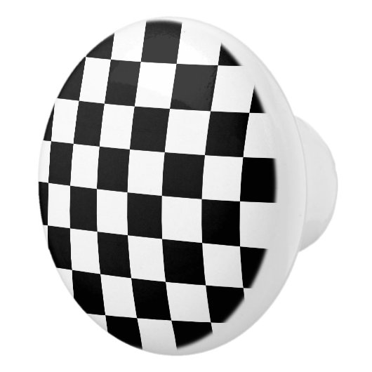 チェッカーボード模様（白黒） セラミックノブ (右)
