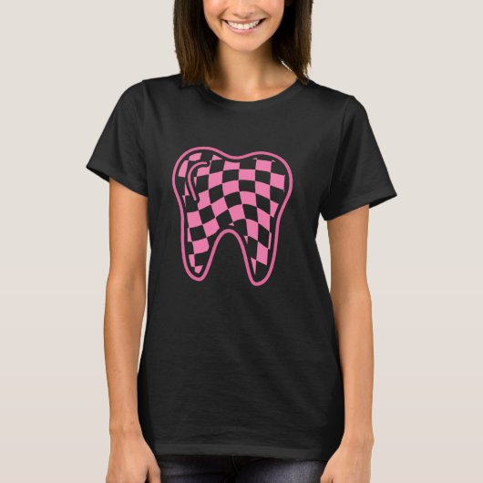 チェッカーボード歯歯科衛生士分隊Groovy D Tシャツ (正面)