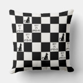チェッカーボード猫の枕白黒CricketDiane クッション (裏面)