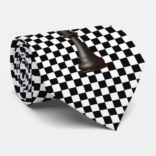 チェッカーボード白黒 ネクタイ (ロール)