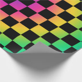 チェッカーボード虹の花模様 ラッピングペーパー (角)