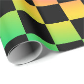 チェッカーボード虹の花模様 ラッピングペーパー (ロールコーナー)