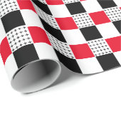 チェッカーボード赤と黒と白のバッファローのプレイド ラッピングペーパー (ロールコーナー)