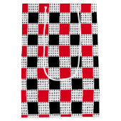 チェッカーボード赤と黒のスタイリッシュヴィンテージパターン ミディアムペーパーバッグ (裏面)