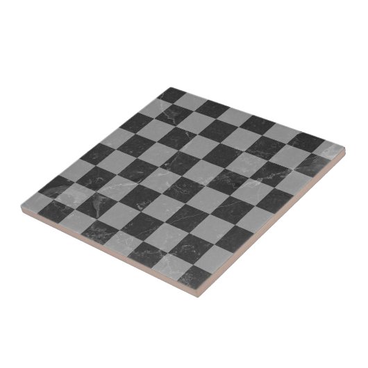 チェッカーボード黒と灰色の正方形 タイル (側面)