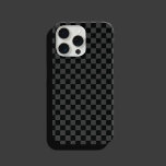チェッカーボード黒市松模様に灰色正方形チェック iPhone 14ケース<br><div class="desc">チェッカーボード黒市松模様に灰色の正方形。ミニマリストチェックパターンデザイン。</div>