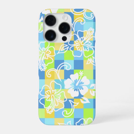 チェッカーボード・ハイビスカス・ハワイアン・フラワー iPhoneケース (裏面)