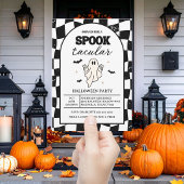 チェッカーボード レトロ スプークタキュラー ハロウィン 招待状