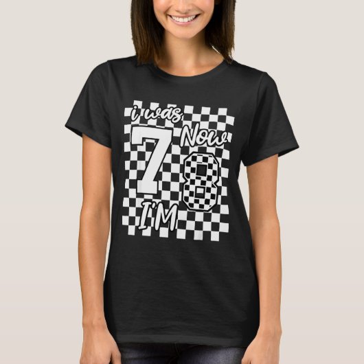 チェッカーボード 7 8 誕生日 8歳 Tシャツ (正面)